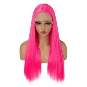 Hot Pink Long Straight Lace Front Wig
